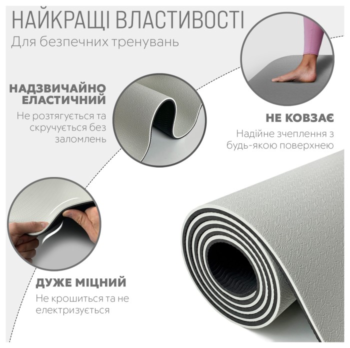 Коврик для йоги и фитнеса EasyFit TPE+TC 6мм двухслойный красный-черный