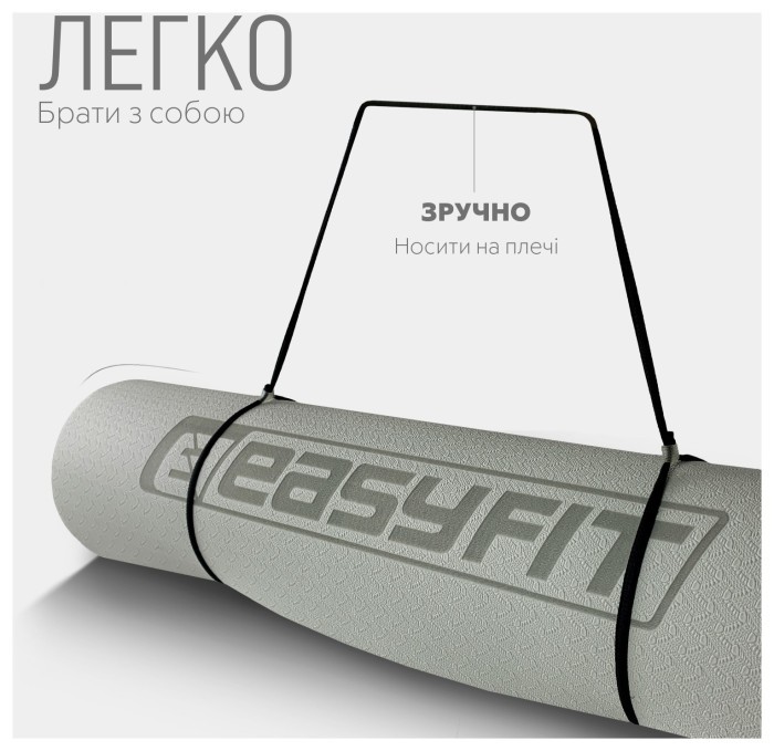 Коврик для йоги и фитнеса EasyFit TPE+TC 6мм двухслойный красный-черный