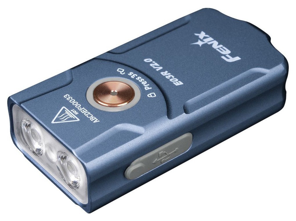 Ліхтар наключний Fenix E03R V2.0, синій, укр, укр