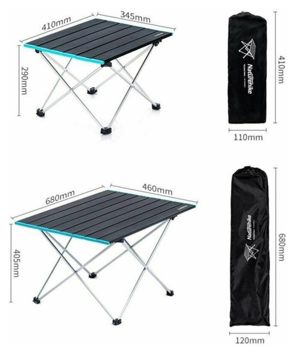 Стіл розкладний Naturehike NH19Z008-Z, алюміній, Розмір S, сірий