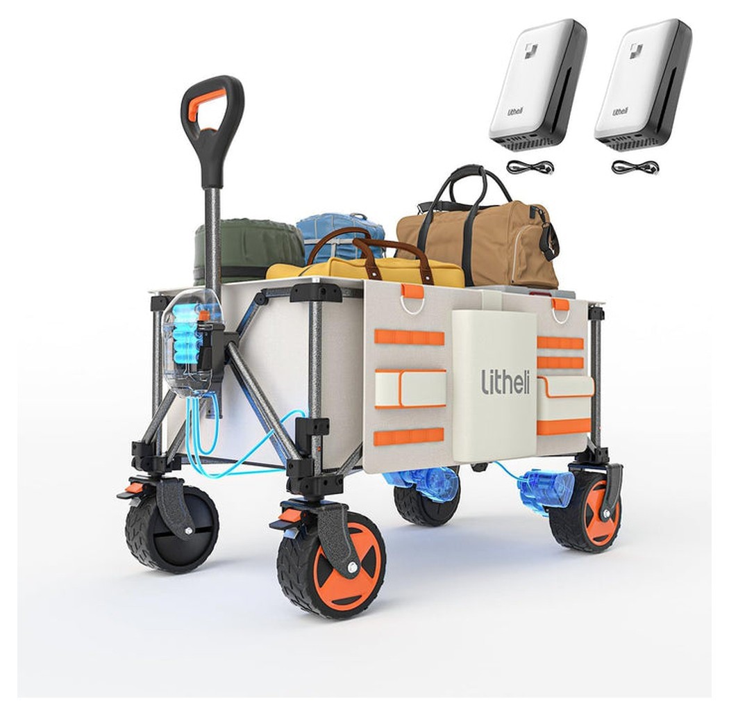Аккумуляторная тележка с двигателем от павербанка Litheli (2шт УМБ Litheli Power Bank 20000 mAh, 45 W в комплекте)