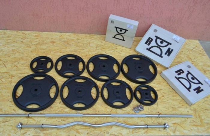 Набор штанги с гантелями. 4 грифа + 115 кг металлических дисков RN-Sport