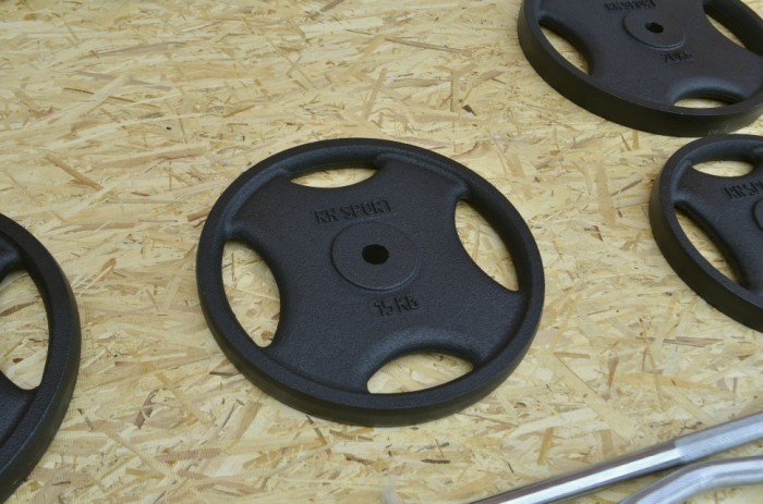 Набор штанги с гантелями. 4 грифа + 115 кг металлических дисков RN-Sport