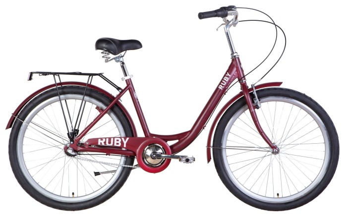 Велосипед уцененный AL 26" Dorozhnik RUBY планет. рама-17" темно-красный (м) с багажником зад St, с крылом St 2022 SHIMANO NEXUS