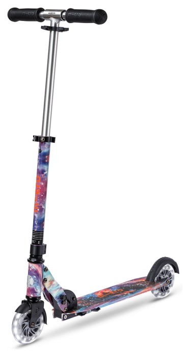 Самокат MICRO серии "Sprite Glow LED Art Collection" – КОСМОС (до 100 кг (kg), двухколесный, свет)