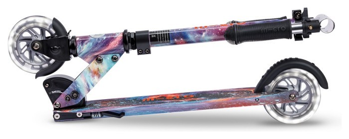 Самокат MICRO серии "Sprite Glow LED Art Collection" – КОСМОС (до 100 кг (kg), двухколесный, свет)