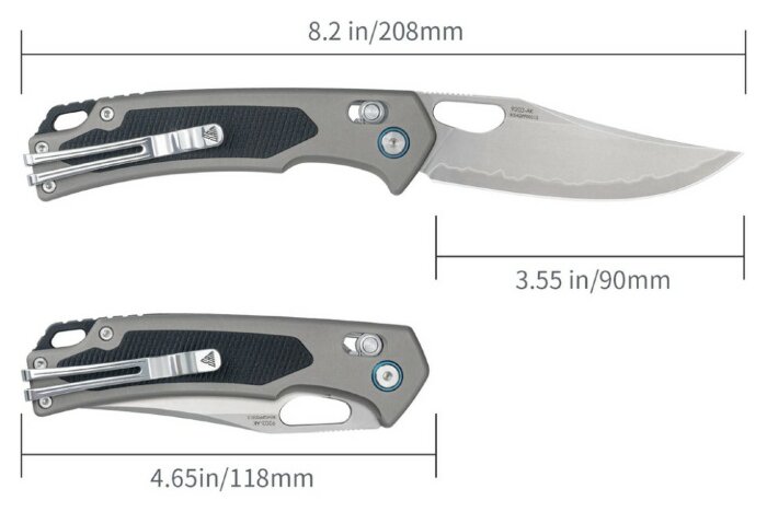 Ніж складаний SRM Retriever 9203-AK, чорно-сірий, укр, укр