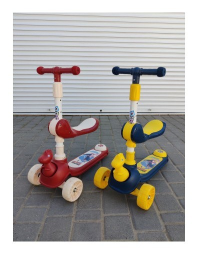 Дитячий самокат з сидінням 2 в 1 Scooter Animal 8107
