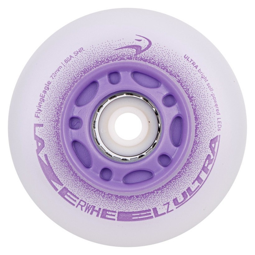 Светящиеся колеса для роликов Flying Eagle Lazerwheelz Ultra 88A 4 шт фиолетовые 80 мм