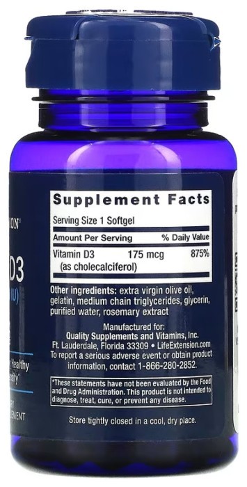 Vitamin D3 175 mcg (7000 IU) - 60 softgels