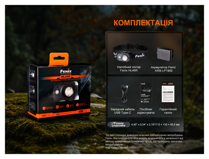 Ліхтар налобний Fenix HL45R LED з безконтактним датчиком, укр, укр