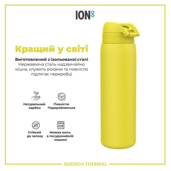 Картофель для воды металлический вакуумный ION8 920 мл. Vacuum Insulated, Yellow