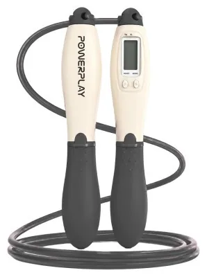Скакалка з лічильником PowerPlay 4216 Jump Rope Чорно-біла 2.8 см.
