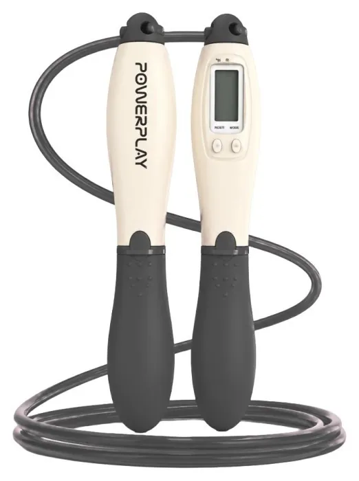 Скакалка з лічильником PowerPlay 4216 Jump Rope Чорно-біла 2.8 см.