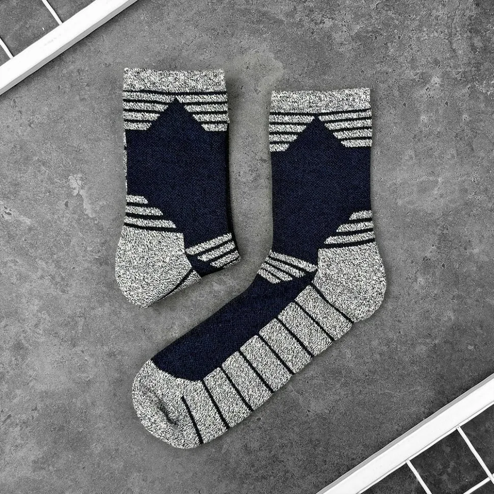 Сині з сірими вставками чоловіча шкарпетки спортивні Pobedov Heat (XL)