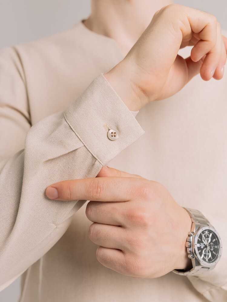 Мужская бежевая рубашка с длинным рукавом Pobedov Horizon