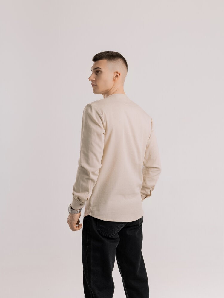 Мужская бежевая рубашка с длинным рукавом Pobedov Horizon