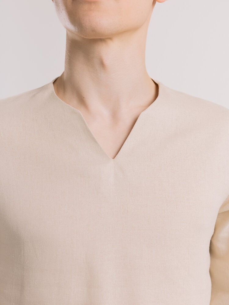 Мужская бежевая рубашка с длинным рукавом Pobedov Horizon