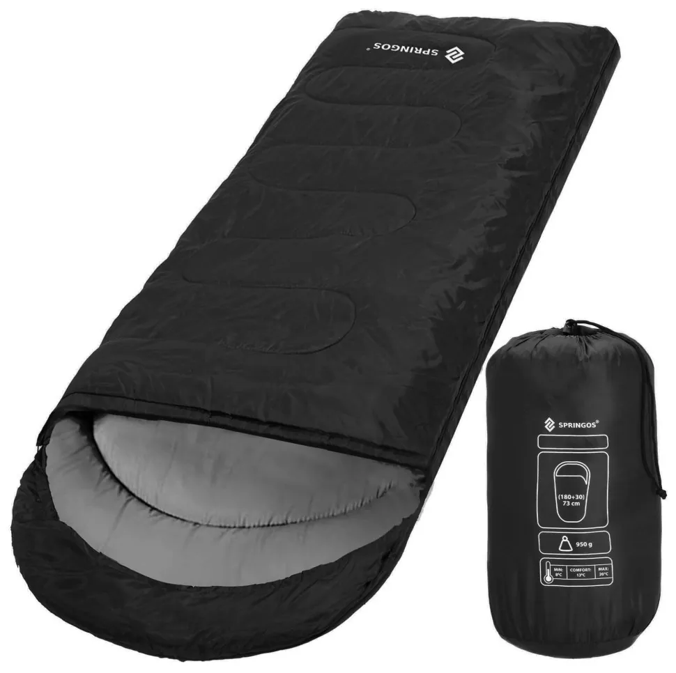Спальний мішок (спальник) Springos 2 в 1 CS0042 +8 ...+20 °C R Black/Grey (LFCS0042)