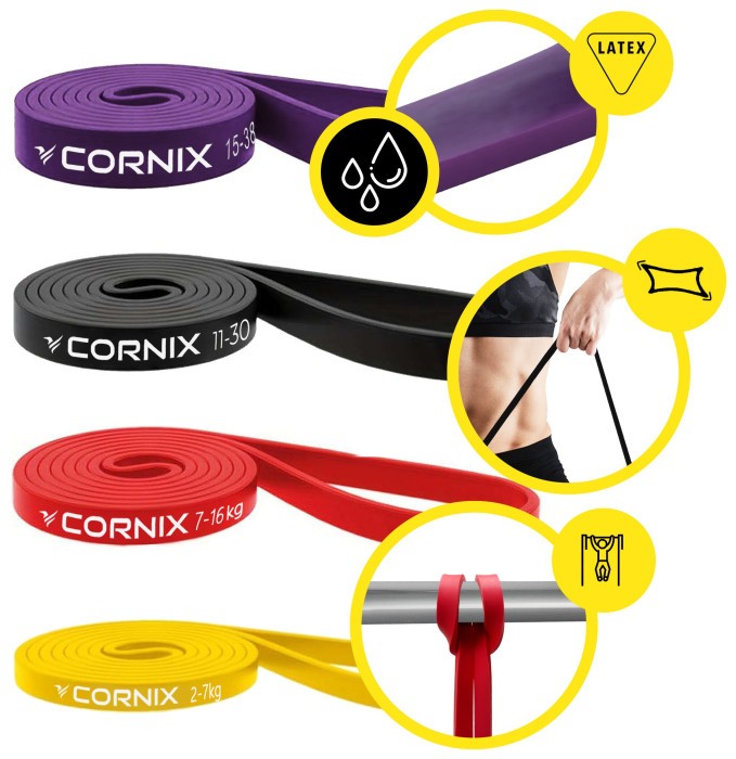 Эспандер-петля Cornix Power Band 2-38 кг (резина для фитнеса и спорта) набор 4 шт XR-0087