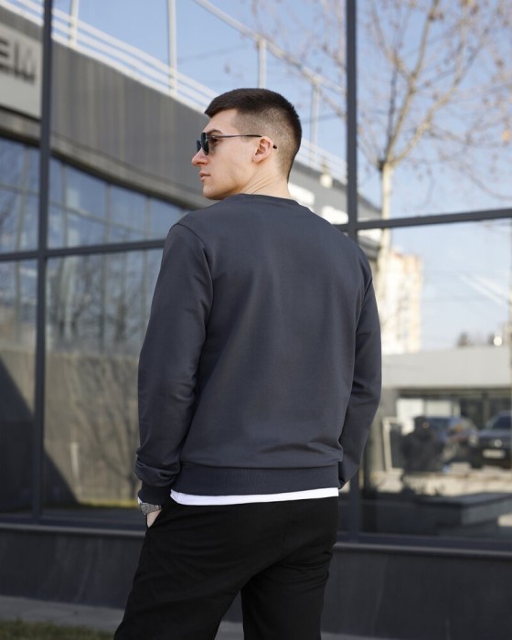 Свитшот мужской однотонный темно-серый Pobedov 001