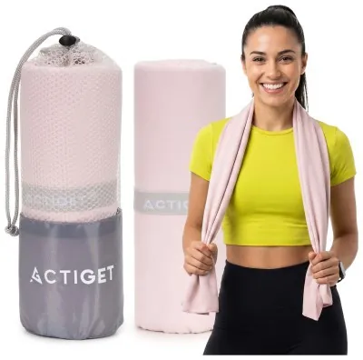 Рушник спортивний Actiget 180 x 100 см з мікрофібри ACT0198 Light Pink