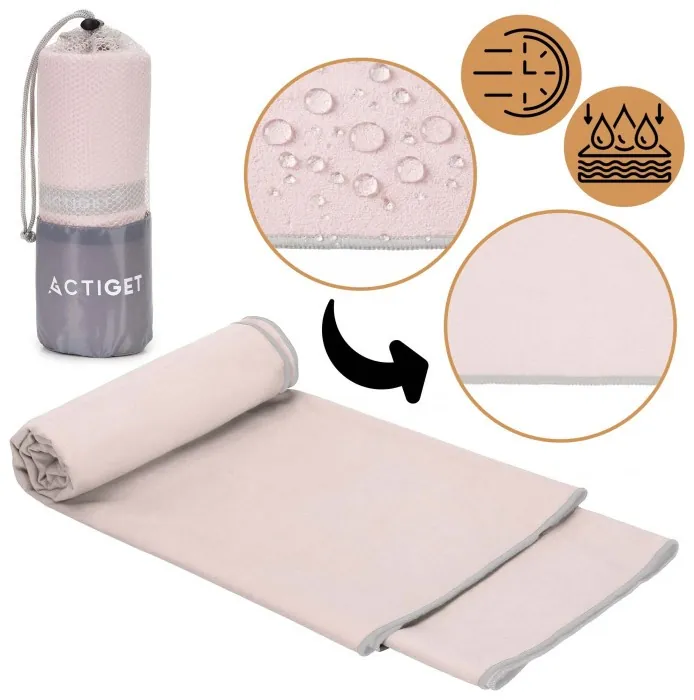 Рушник спортивний Actiget 180 x 100 см з мікрофібри ACT0198 Light Pink