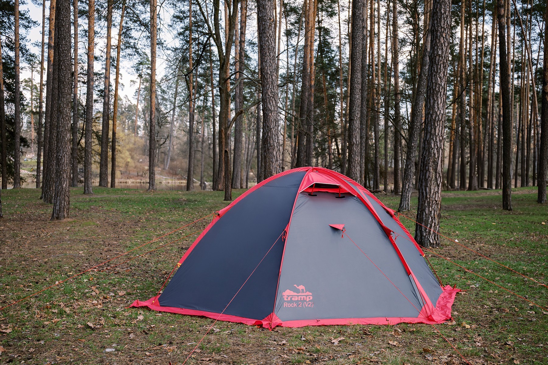 Палатка Tramp ROCK 2 (V2) серая/красная (TRT-027)