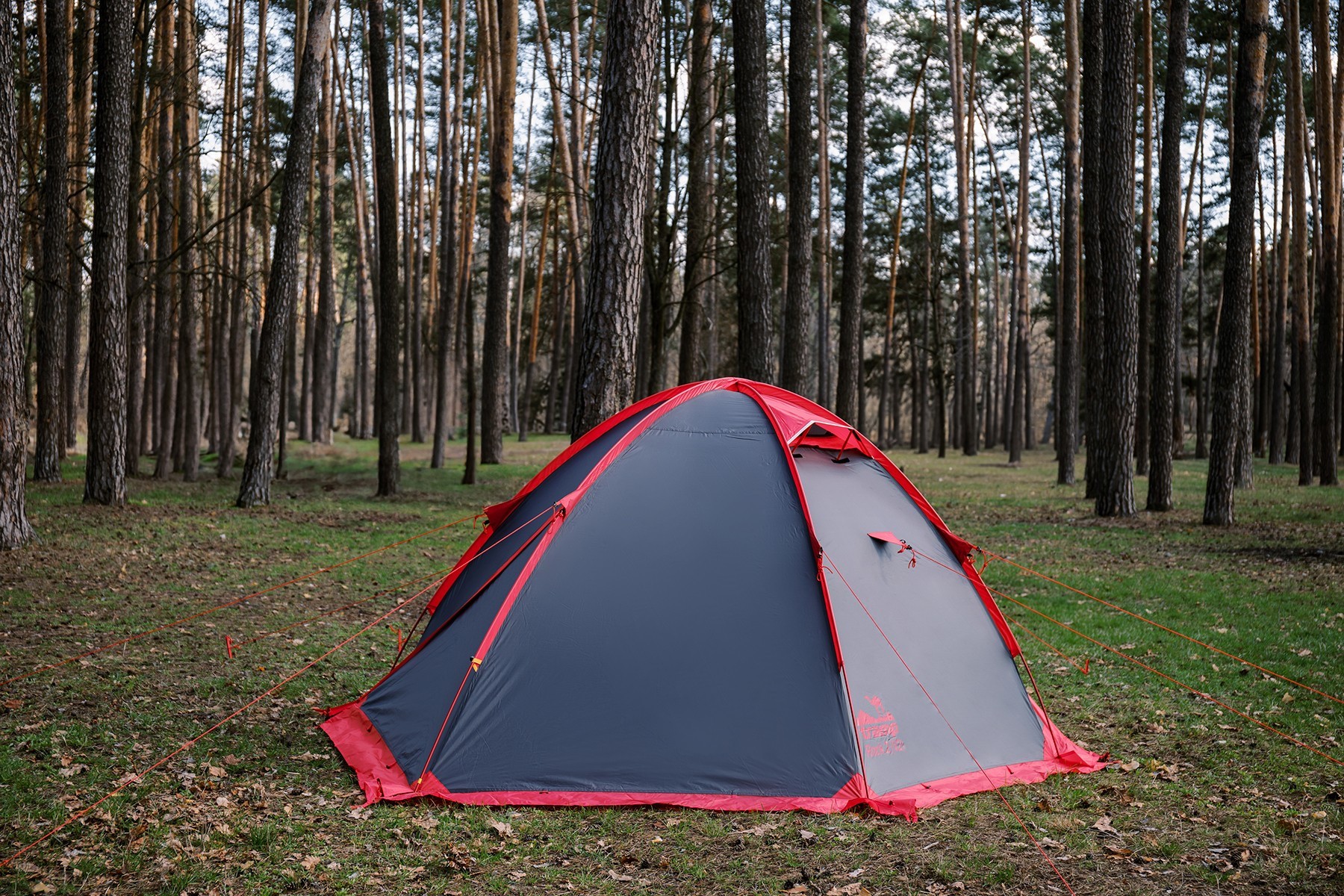Палатка Tramp ROCK 2 (V2) серая/красная (TRT-027)