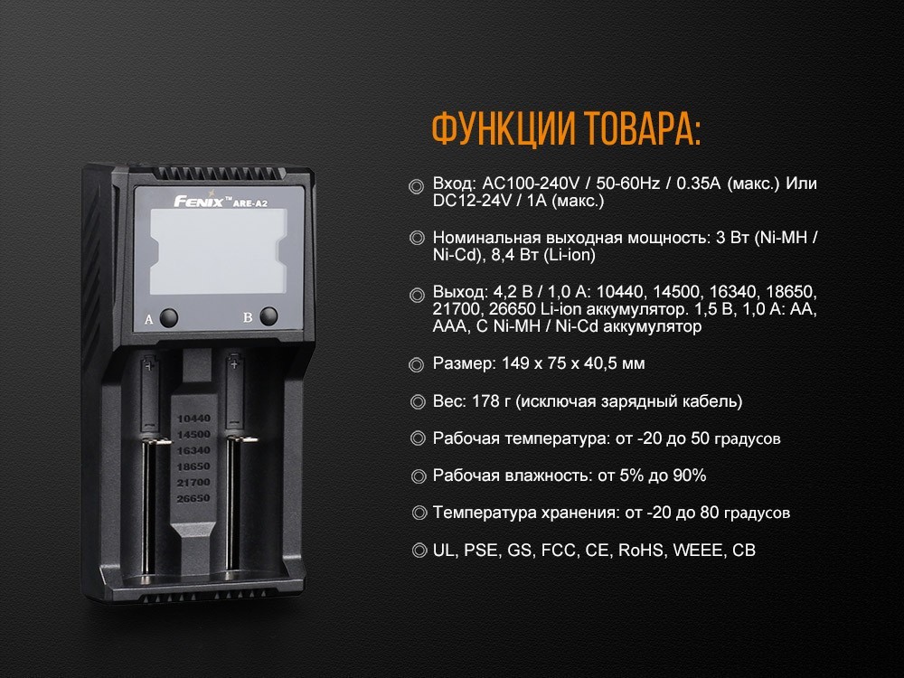 Зарядний пристрій Fenix ARE-A2, укр, укр