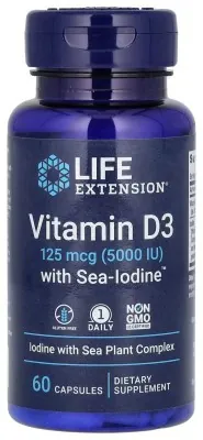 Vit D3 with Sea-Iodine™ 125 mcg (5000 IU) - 60 caps