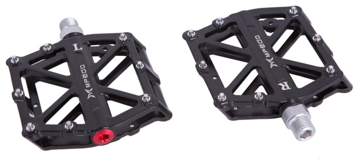 Педалі Алюмiнiй 96*101мм Mpeda AL-10 чорний пром. підшипник змінні шипи, шир.платформа AM (брендоване пакування), укр, укр