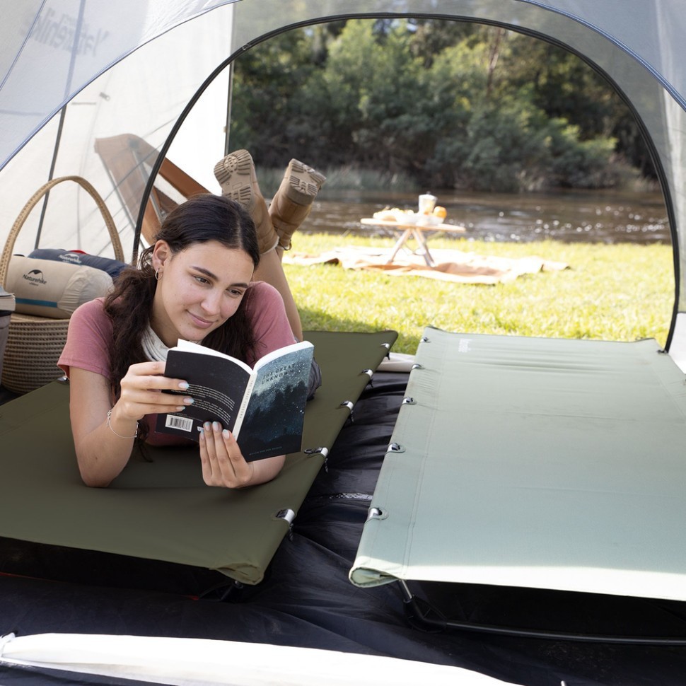 Ліжко складане Naturehike XJC05 NH20JJ001, Поліестер Oxford / алюміній, темно-зелене, укр, укр