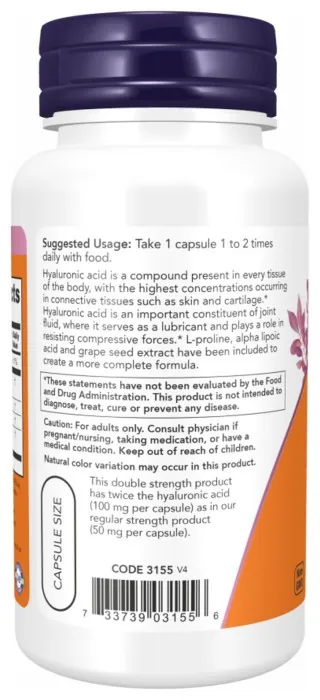 Hyaluronic Acid 100mg 2X Plus - 60 vcaps