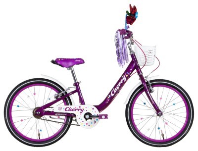 Велосипед ST 20" Formula CHERRY Vbr рама-10" фиолетовый с белым 2024 крылья, подножка, звонок, корзина