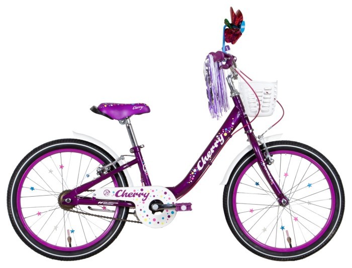 Велосипед ST 20" Formula CHERRY Vbr рама-10" фіолетовий з бiлим 2024 крила, підніжка, дзвоник, корзина, укр, укр