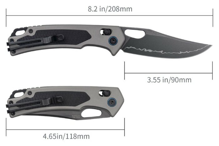 Ніж складаний SRM Retriever 9203-AK2, чорно-сірий, укр, укр