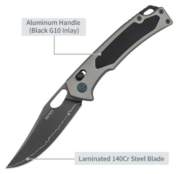 Ніж складаний SRM Retriever 9203-AK2, чорно-сірий, укр, укр