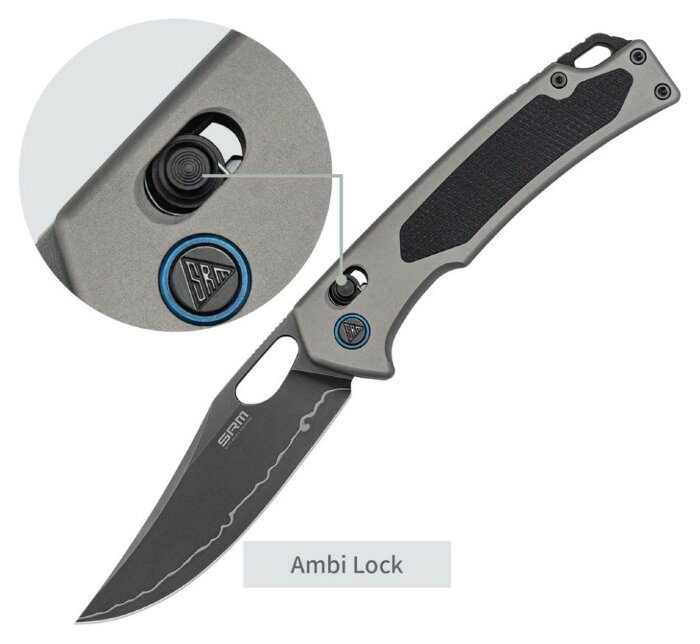 Ніж складаний SRM Retriever 9203-AK2, чорно-сірий, укр, укр