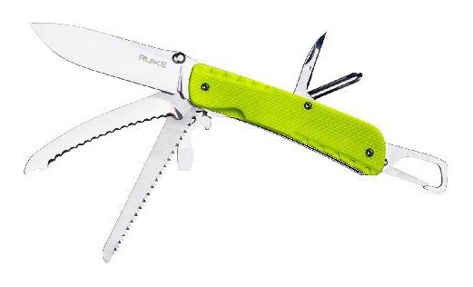 Багатофункціональний ніж Ruike Trekker LD43, (8.5 см) 12C27 / G10 зелений, 15 інстр.