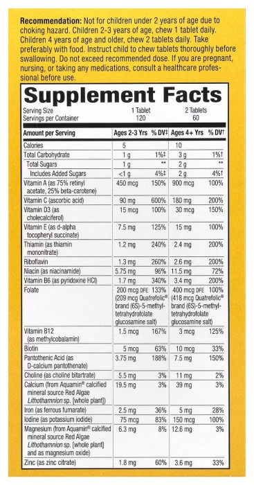 Alive! Children's Chewable Multivitamin - 120 tabs Orange and Berry