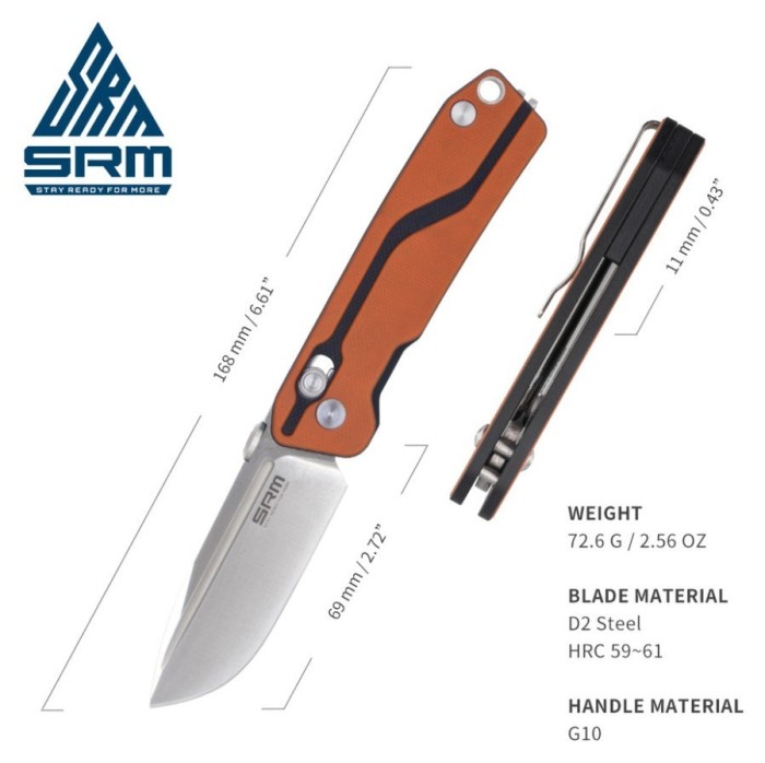 Ніж складаний SRM Rubik 7228-GJ, помаранчевий, укр, укр