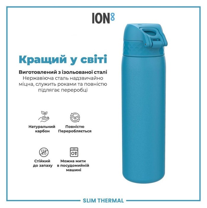 Бульба для води металева вакуумна ION8 500 мл. Vacuum Insulated, Blue