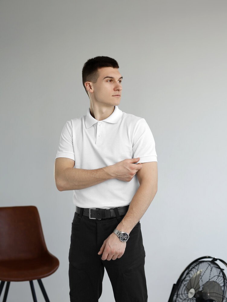 Белое базовое мужское поло веса/лето Pobedov Royal