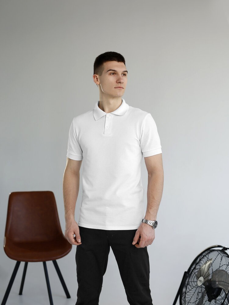 Белое базовое мужское поло веса/лето Pobedov Royal