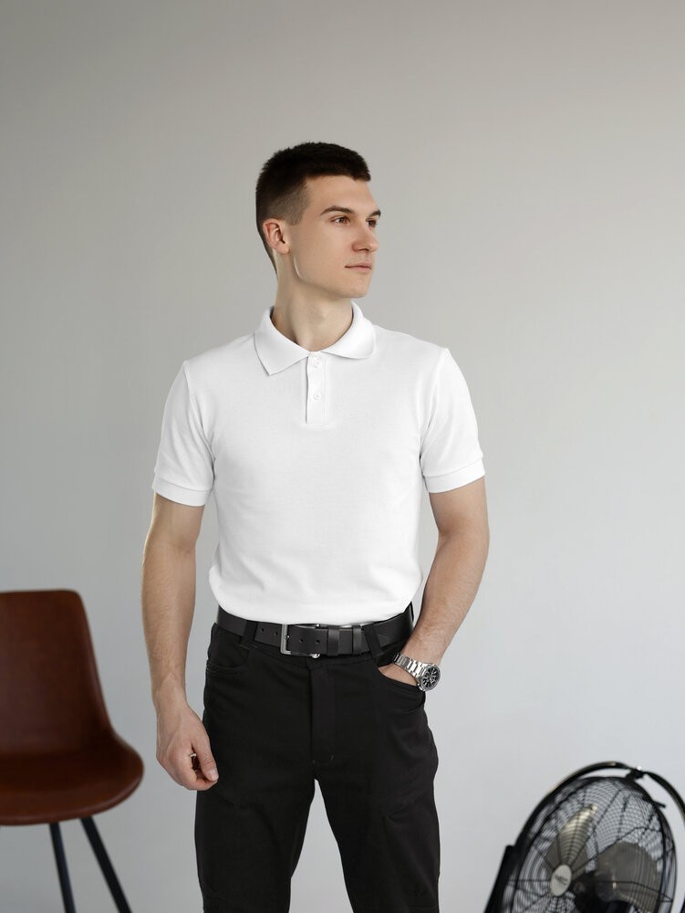 Белое базовое мужское поло веса/лето Pobedov Royal