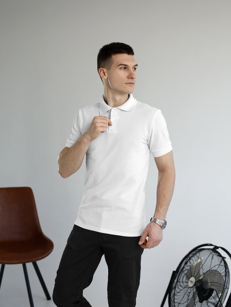 Белое базовое мужское поло веса/лето Pobedov Royal