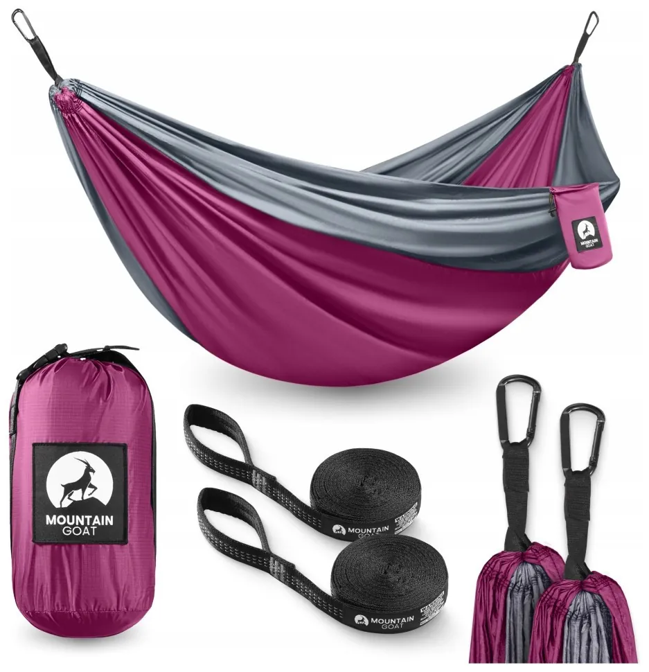 Гамак туристичний Mountain Goat 300 x 200 см двомісний, підвісний Pink/Grey (P-5905973408004) (LFP-5905973408004)