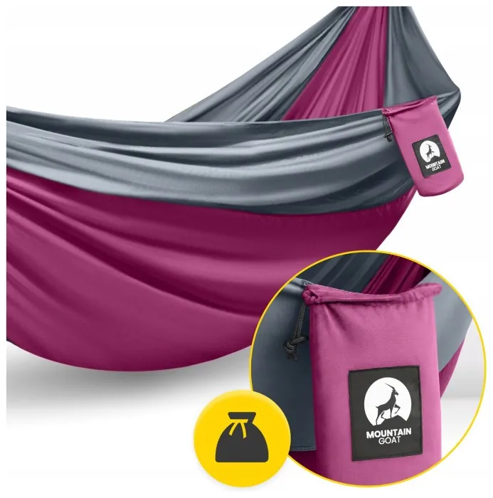 Туристический гамак Mountain Goat 300 x 200 см двухместный, подвесной Pink/Grey (P-5905973408004)