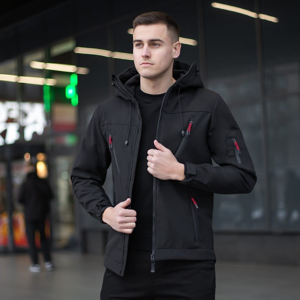 Куртка мужская демисезонная с черным капюшоном Pobedov Korol' Lev